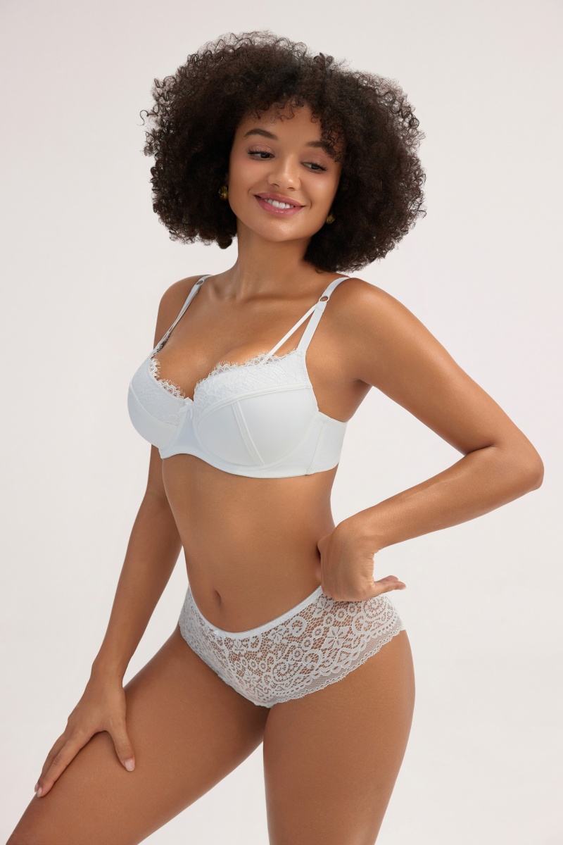 Classic White Lace Bra Set - Delicate Embroidery Underwear for Bridal & Special Occasions - MW7002