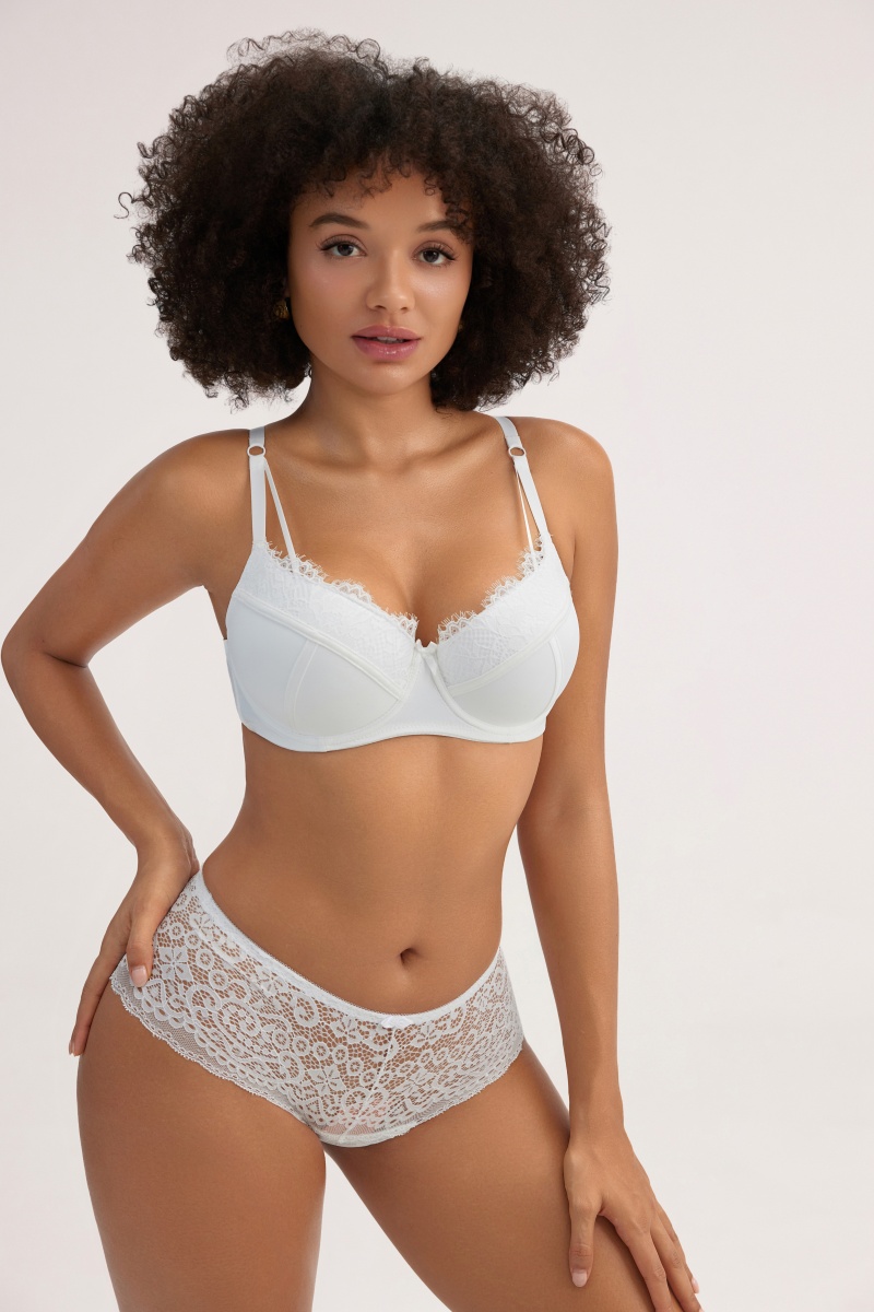 Classic White Lace Bra Set - Delicate Embroidery Underwear for Bridal & Special Occasions - MW7002