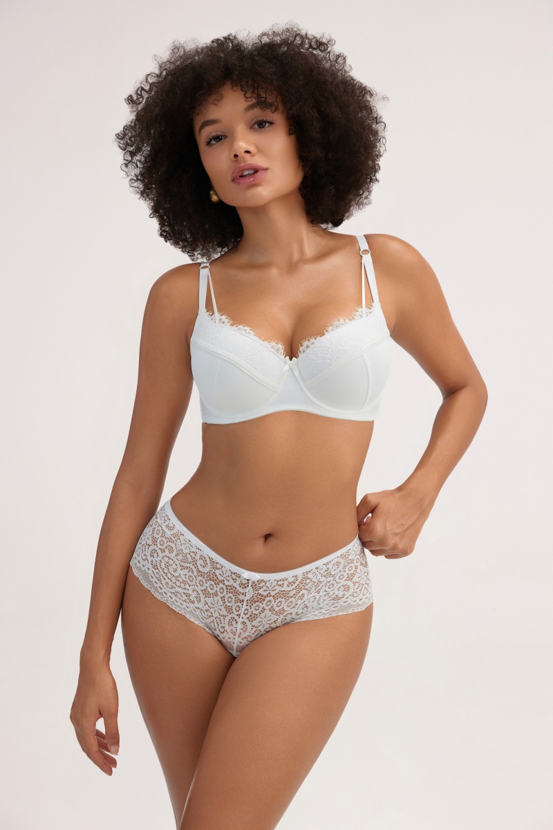 Classic White Lace Bra Set - Delicate Embroidery Underwear for Bridal & Special Occasions - MW7002