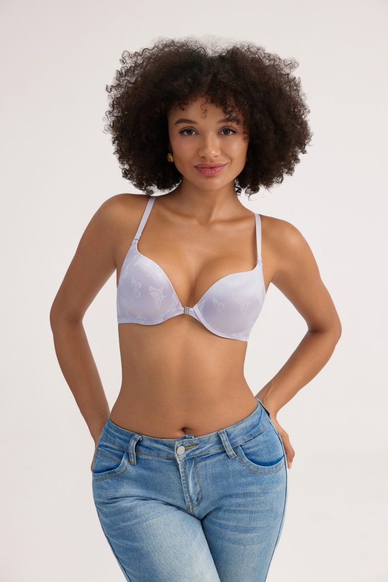 Solid & Print Seamless Underwire Bra - Front/Back Closure Molded-Cup Backless Daily Wear - MW8006