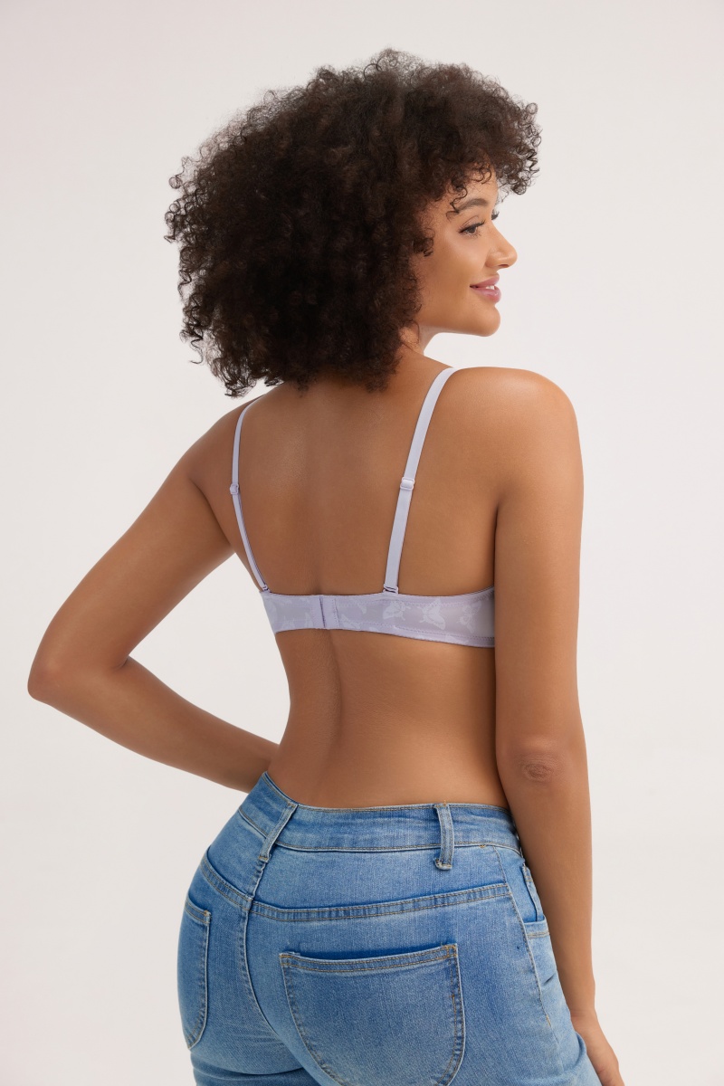 Solid & Print Seamless Underwire Bra - Front/Back Closure Molded-Cup Backless Daily Wear - MW8006