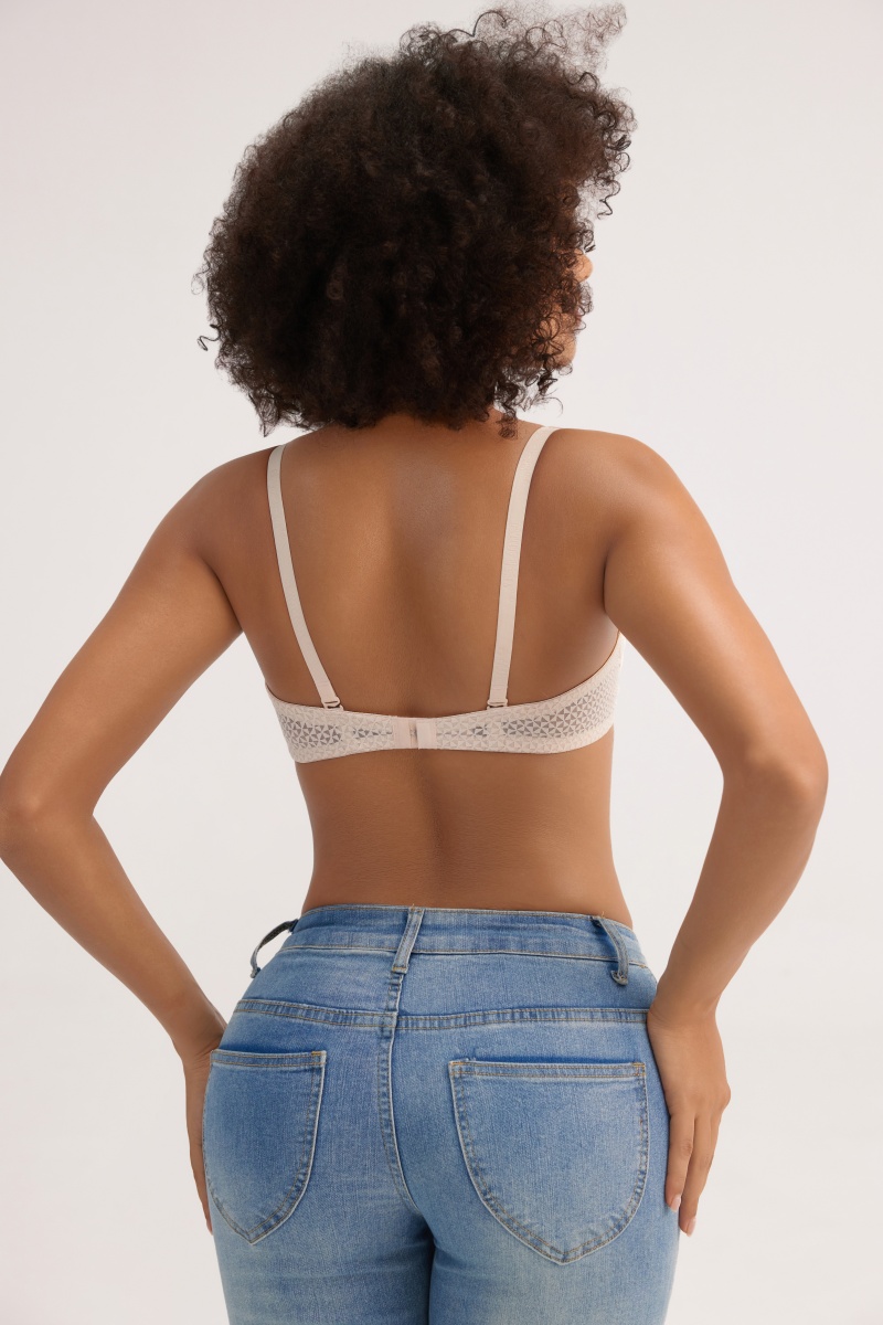 Printed Relief Craft Bra - Irregular Cup Underwire Thin Light Backless Daily Wear - MW8008