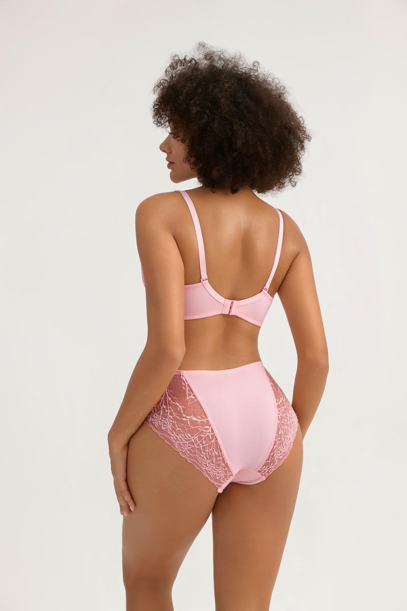 Soft Pink Full Lace Bra Set with Delicate Details - MW7015