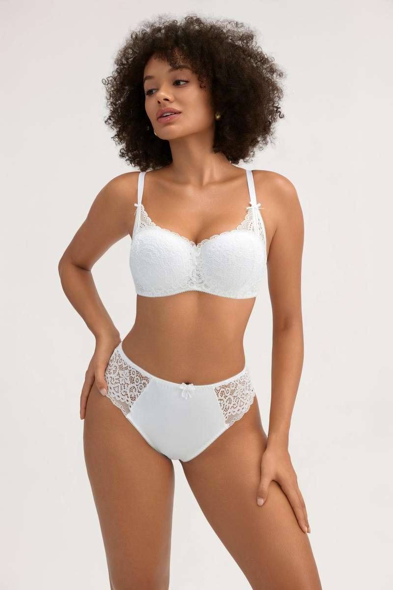 White Lace Lingerie Bra Set with Bow Details - Soft Fabric, Comfortable Fit - MW7019