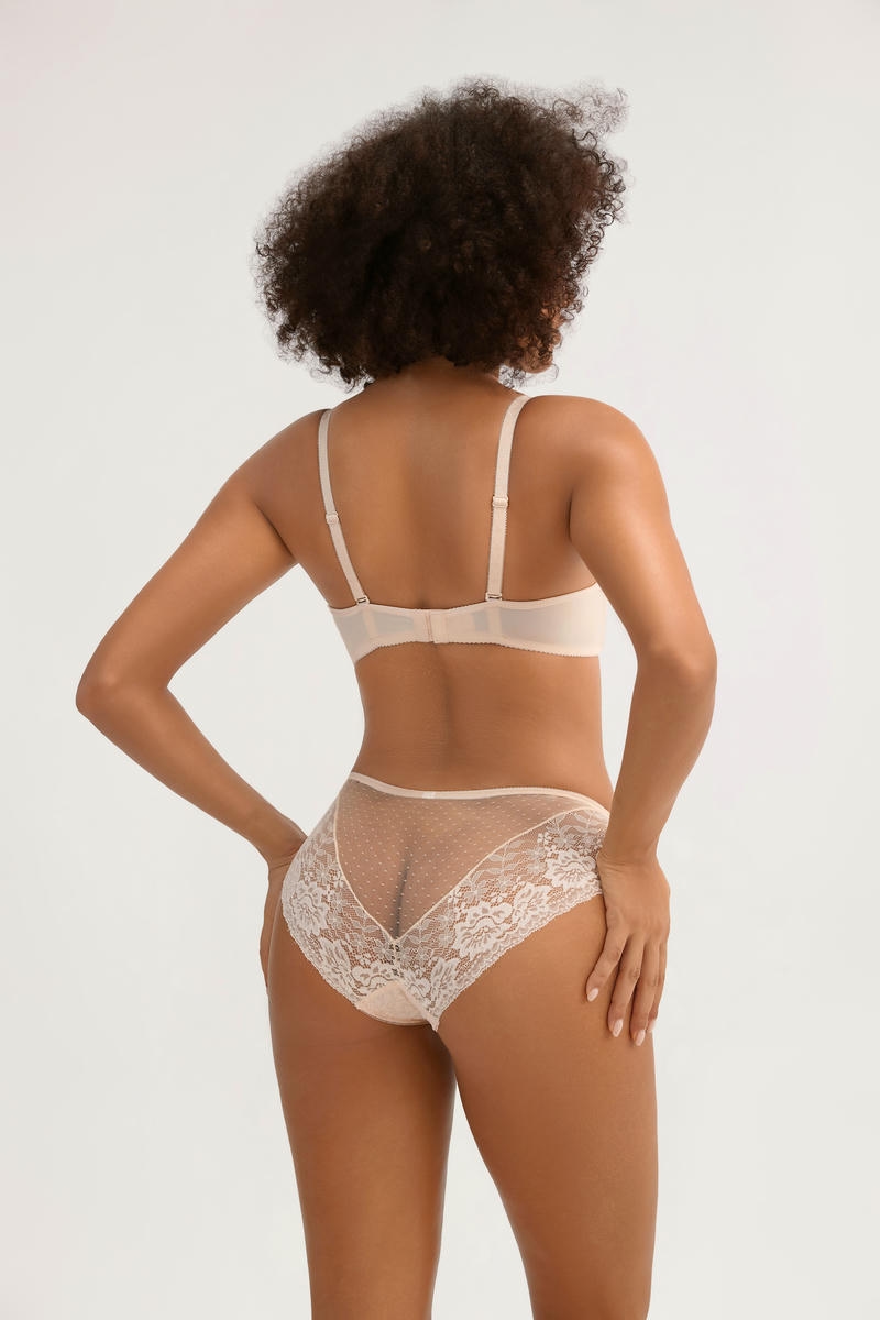 Nude Pink Delicate Lace Lingerie Bra Set - Soft Fabric, Breathable Daily Wear - MW7022